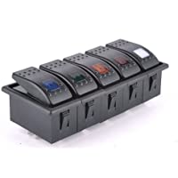 T Tocas 5 Gang canotaje Eje de balancín de los interruptores del Panel de sobrecarga con Fusible para 12v - 24v Marina…